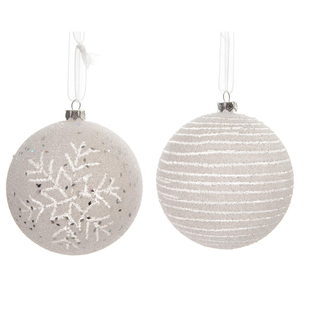 BAUBLE SHATTERPROOF SNOWFLAKE- STRIPE DIA8CM