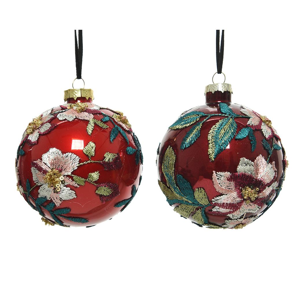 BAUBLE GLASS FABRIC FLOWER DIA10CM