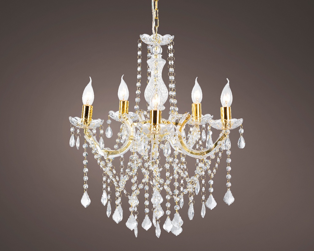 CHANDELIER EN VERRE DIA50-H58CM-5L