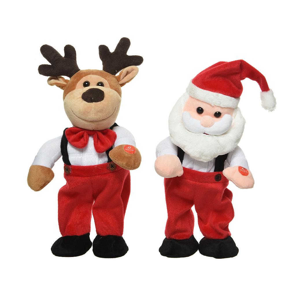 MUÑECO BAILA CIERVO/SANTA 32CM 2SURT UD
