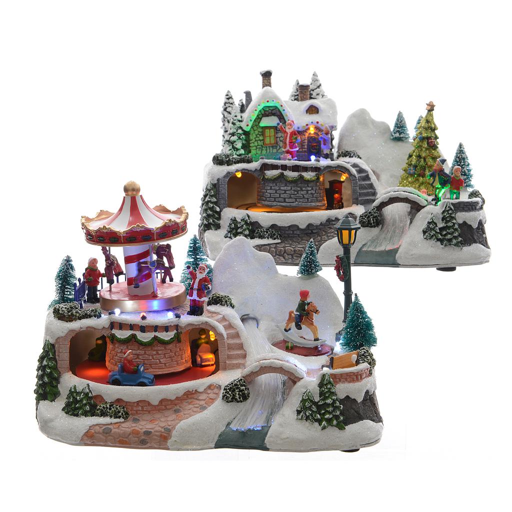 *c* LED WINTER VILLAGE 2ASS IND BO