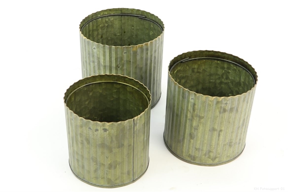 MACETAS PLOMO ONDULADAS-COLOR BRONCE SET DE 3