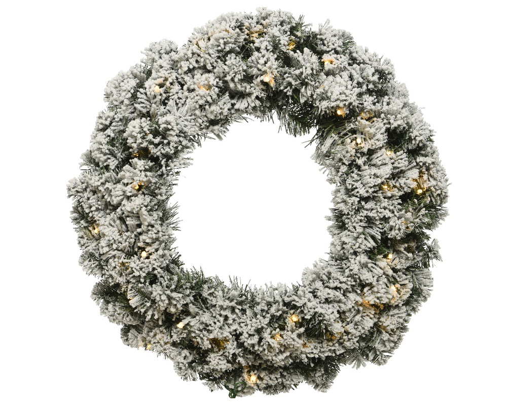 CORONA IMPERIAL WREATH NEVADO BO CON LUZ VERDE/BLANCO dia35.00-H8.00cm-20L