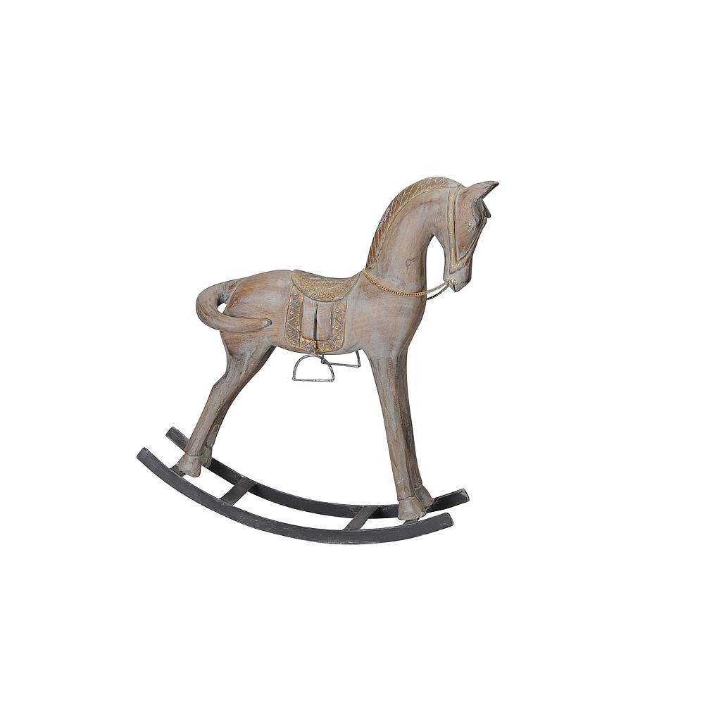 CABALLO BALANCÍN GRIS/ROSA/DOR 60x14xH61CM