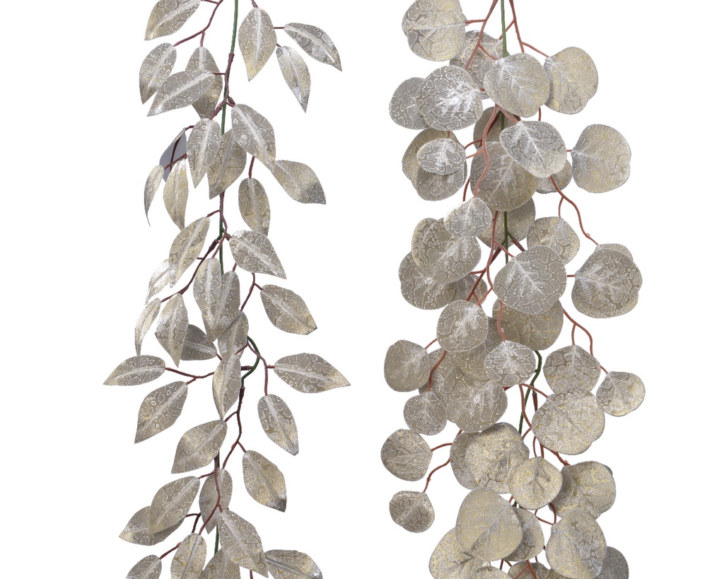 PLC LEAF GARLAND W GLITT 2ASS L18-W1.20-H150CM