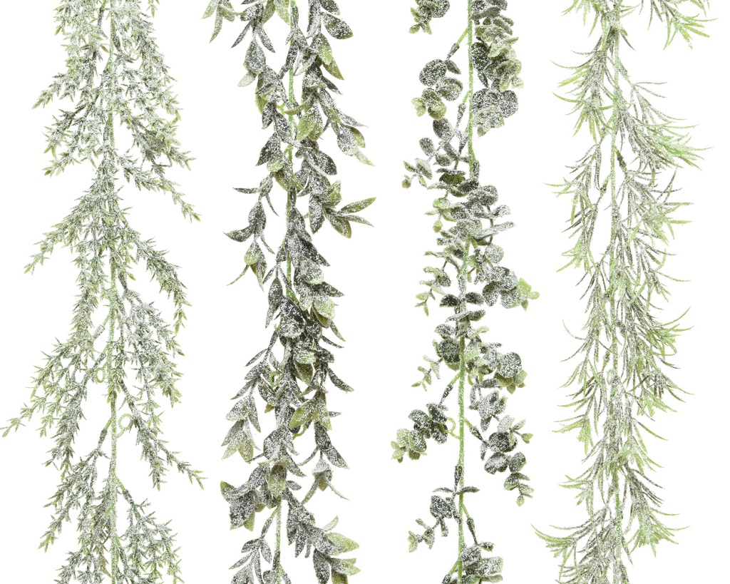 GUIRNALDA ARTIFICIAL  NEVADA - 180CM - VERDE/BLC - 4 TIPOS DE HOJAS - PRECIO UNIDAD