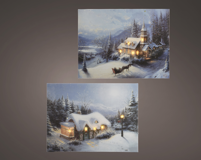 CUADRO PAISAJES NEVADOS 38X58CM-5LED/BAT/CAL 2SURT UD