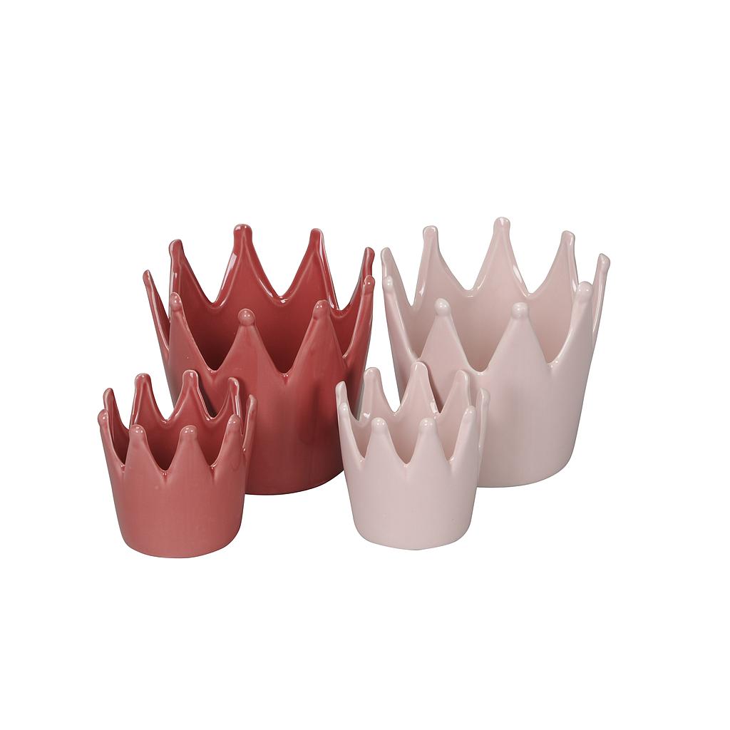 MACETA CORONA - D11.5xH13cm / D15xH17.5CM - 2COLORES - SET DE DOS