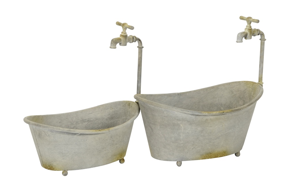 MACETA BAÑERA MET 37X37CM/45X44CM S/2