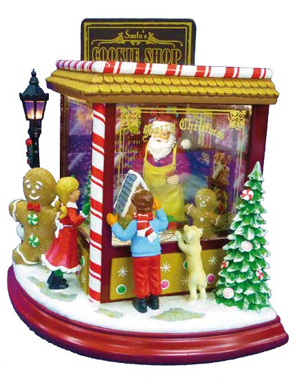 ESCENA SANTA'S COOKIE SHOP 20CM-LEDS/MOV/MUS