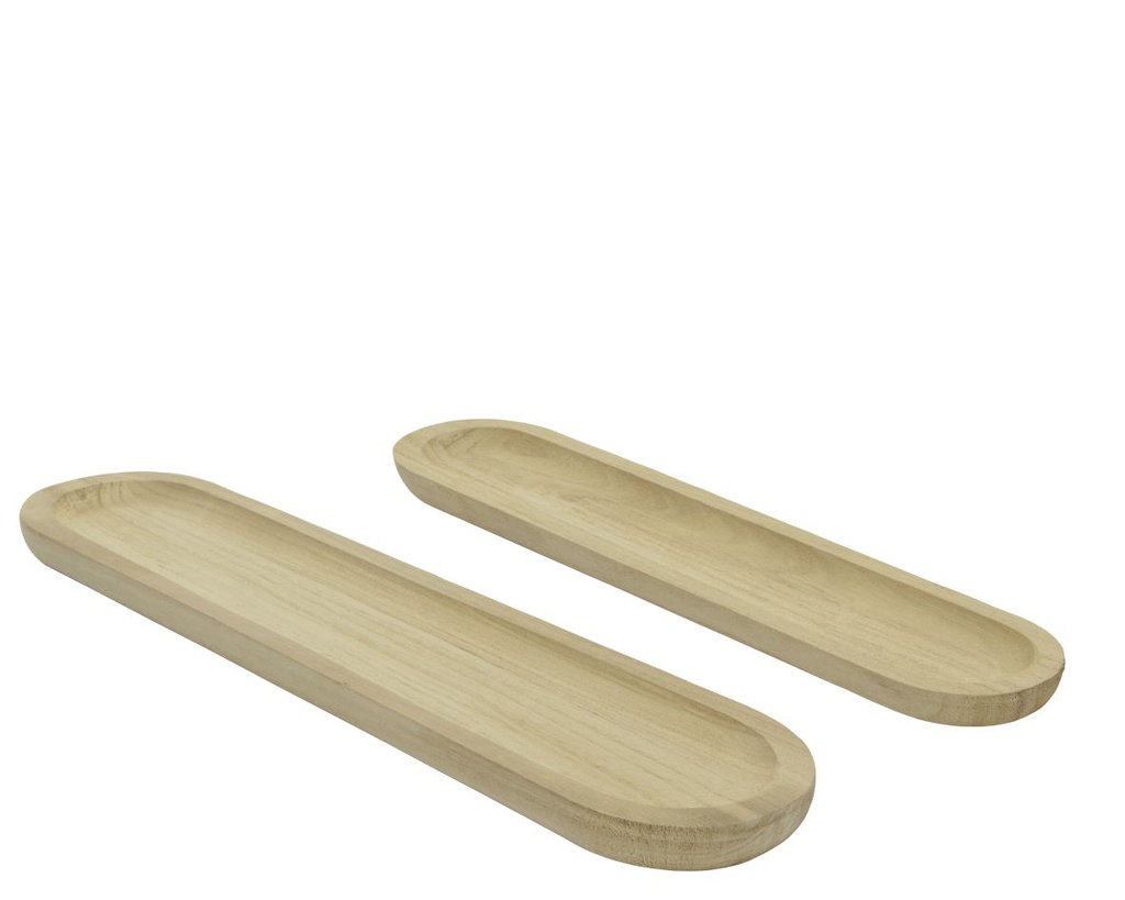 BANDEJA PAULONIA L65.00-W15.00-H3.00cm  L55.00-W15.00-H3.00cm SET DE 2