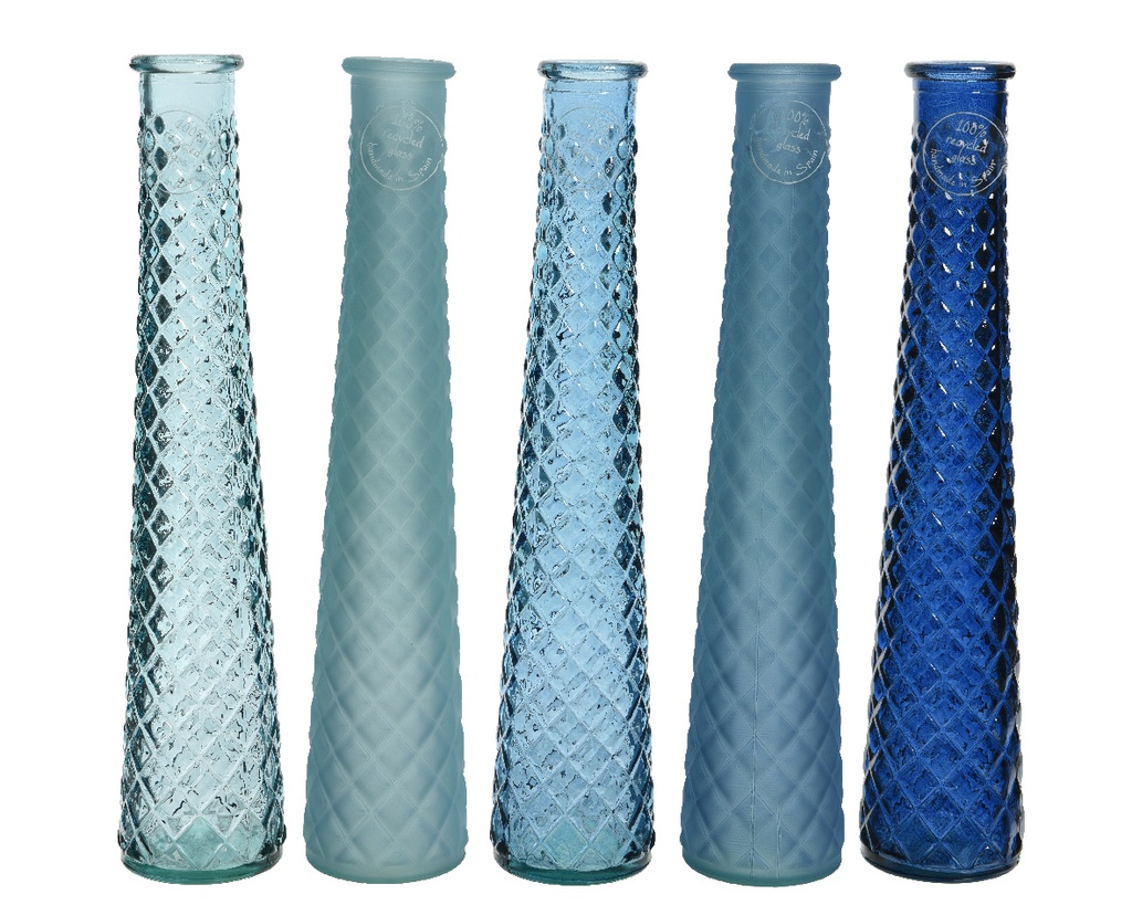 JARRON CRISTAL RECICLADO - GAMA AZULES - 5 COLORES - PRECIO UD