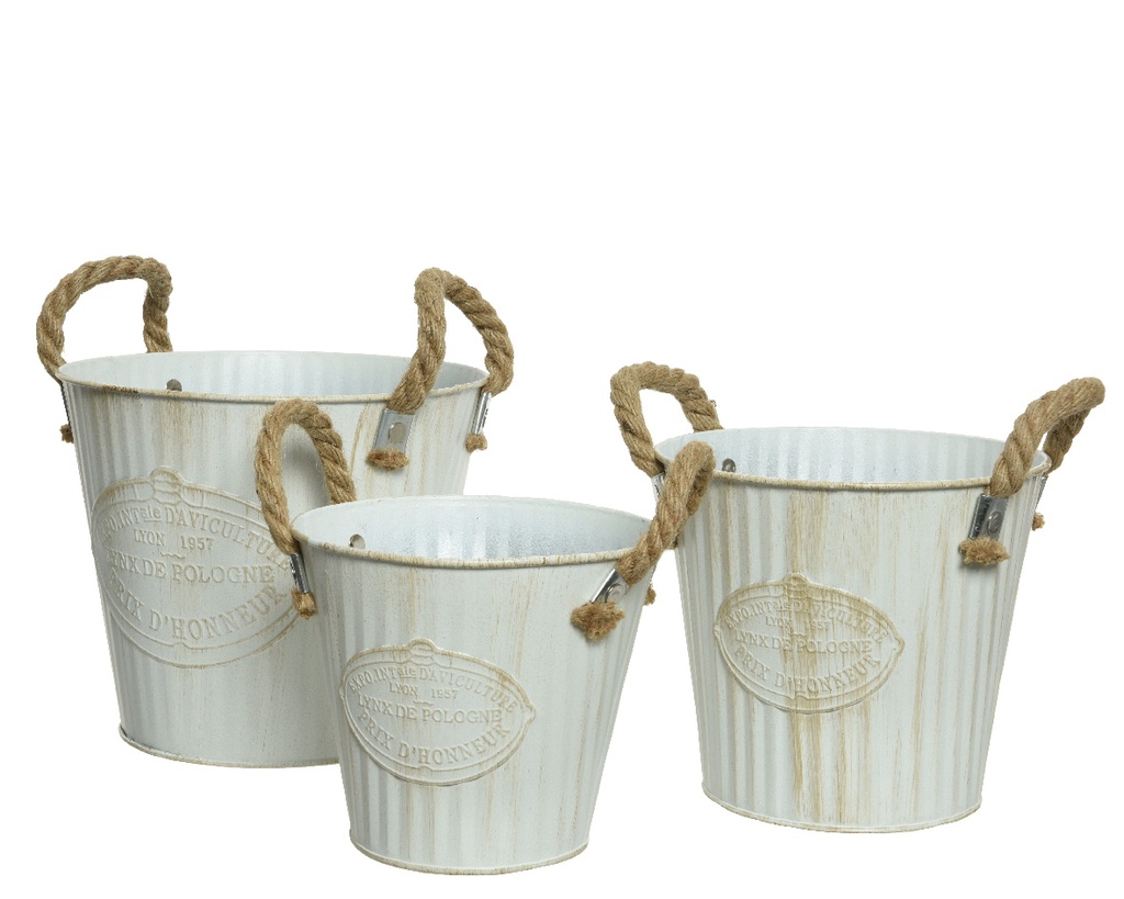 MACETA ZINC - BLANCO/NAT - SET DE 3
