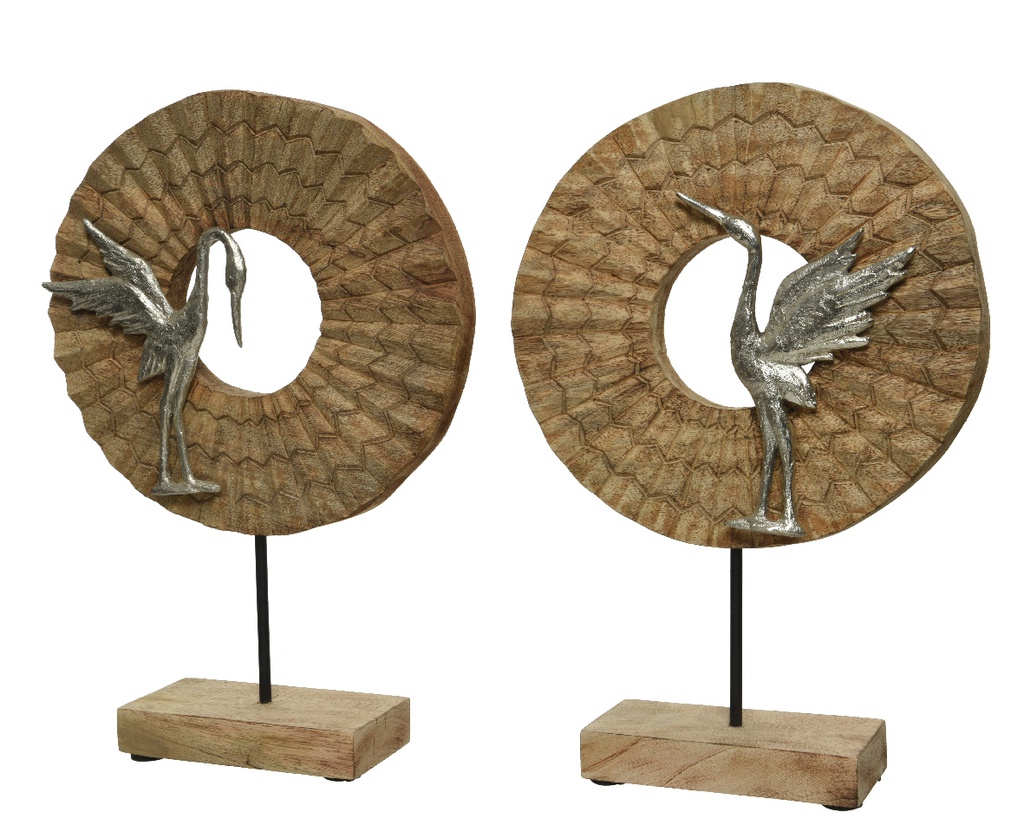ESCULTURA MADERA Y METAL L9.00-W30.00-H44.00cm 2SURT PRECIO UD