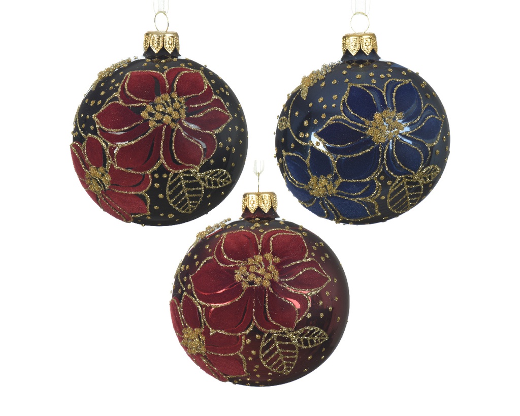 BOLA CRIS FLORES - DIAM 8CM - 3 COLORES - PRECIO UD