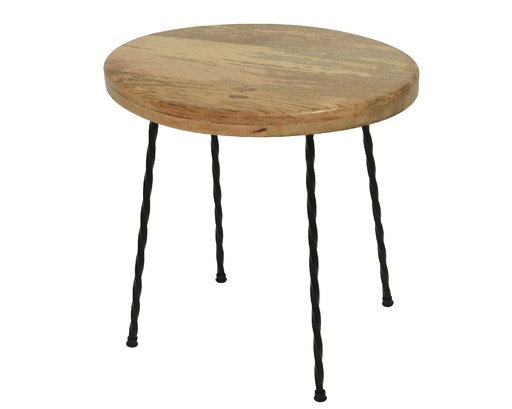 [4-367873] MESITA AUXILIAR MAD MANGO CON PATAS METAL - 48X38X44CM