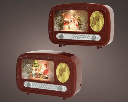 [4-480241] ESCENA RADIO ANTIGUA SANTA/M NIEVE L6.30-W22-H15.50cm-1L 2SURT PRECIO UD
