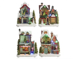 [4-481462] *** LED SCENERY POLYRESIN HOUSE STEADY BO INDOOR 4ASS 481462