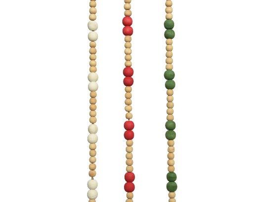 [4-520254] GUIRNALDA CUENTAS MADERA - 180CM - 3 COLORES - PRECIO UNIDAD
