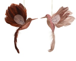 [4-521100] OISEAU EN TISSU A SUSPENDRE - 16X20X4CM - ROSE PALE OU ROSE - PRIX A L'UNITE