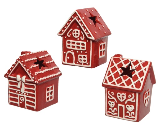 LUZ DE TE CERAMICA - FORMA CASITA - 12CM - 3 DISEÑOS - PRECIO UNIDAD