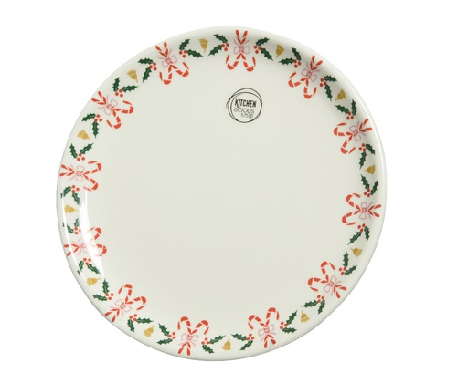 [4-608340] PLATO  POSTRE CERAMICA - BASTON DE CARAMELO - DIAM 21CM - FOOD SAFE