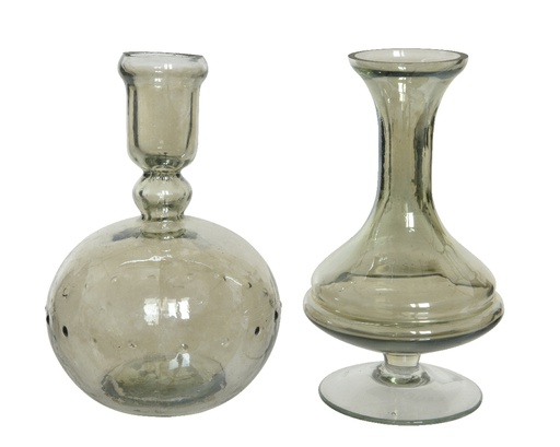 [4-640652] JARRON CRISTAL 15CM - VERDE VINTAGE - 2 MODELOS - PRECIO UNIDAD