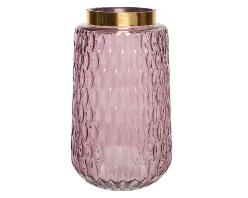 [4-647266] *** VASE EN VERRE - ROSE -BORDURE DORÉE 647266