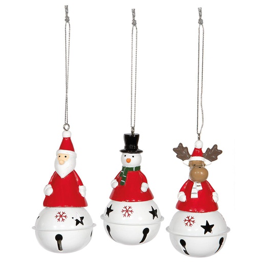 [PV-N772] FIGURINE A SUSPENDRE-PERE NOEL- BONHOMME DE NEIGE (3 PCS) CMØ6,5XH11