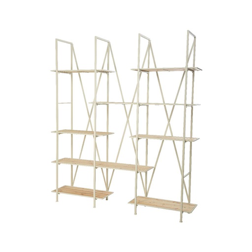 [4-827255] ESTANTERIA PINO/METAL 196X220CM BLC