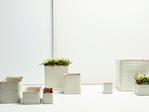 [DM-AAR5074WH] MACETA DOBLE "CUBE"- 24X12CM-BLC