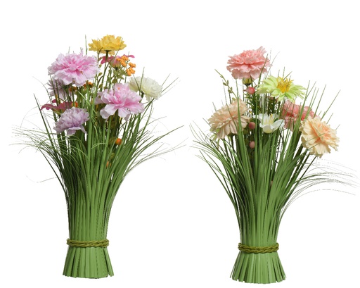 [4-801982] MANOJO DE HIERBA CON FLORES -L16-W16-H40CM - 2 COLORES - PRECIO UNIDAD - MUY BONITO