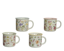 [4-826375] TAZA PORCELANA MOTIVO DE FLORES -12.50-W11.50-H10.50CM - 4 DISEÑOS - PRECIO UNIDAD