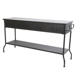 [4-367782] MESA MET 4CAJONES NEGR 165X46CM UD