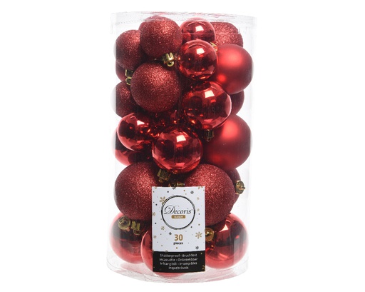 [4-022902] BAUBLES SHATTERPROOF CHRISTMAS RED dia6cm