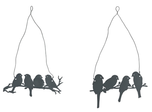 [GE-12302146] COLGADOR METAL CON PAJAROS - GRIS/NEGRO - 2 SURTIDOS - PRECIO UNIDAD -  30X12.5CM