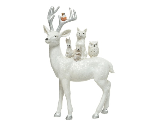 [4-535644] CERF ET PETITS ANIMAUX - BLANC - 27CM