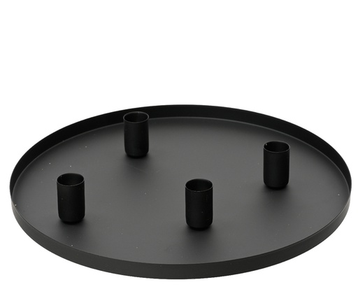 BANDEJA CON 4 CANDELABROS  - METAL NEGRO -  dia30.00-H4.00cm