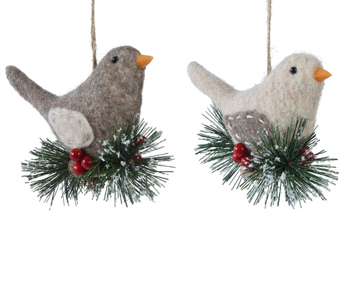 [4-456605] PAJARO LANA P COLGAR -  L8.00-W16.00-H12CM - HECHO A MANO - 2 COLORES - PRECIO UNIDAD