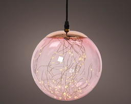 [4-496037] BOULE DE NOEL LED D'EXTERIEUR - LUMIERE BLANCHE - ROSE/BLANC - dia40.00cm-300L