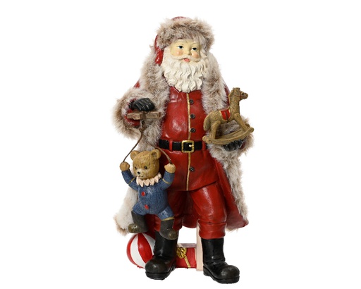[4-531072] SANTA CON REGALOS - RESINA - COLORES CLASICOS - L9.50-W11.00-H22CM