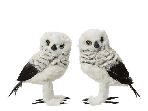 [4-548605] HIBOU A PLUMES - GRIS - 2 ASSORTIMENTS - PRIX A L'UNITE - L11.00-W14.00-H21.00cm