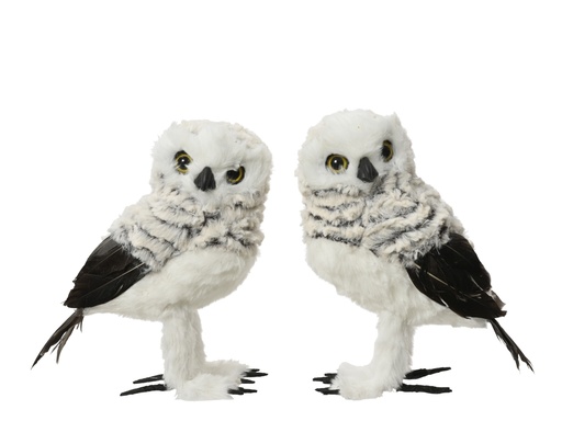 [4-548606] ***OWL ARTIFICIAL FUR GREY L11.00-W8.00-H16.00cm