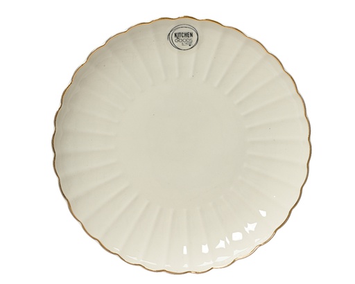 PLATO PORCELANA BLANCA CON BORDE DORADA - dia26.60CM