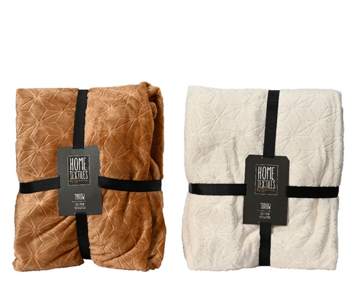 [4-613364] MANTA FRANELA - CREMA/MARRON - L130.00-W170CM - 2 COLORES - PRECIO UNIDAD