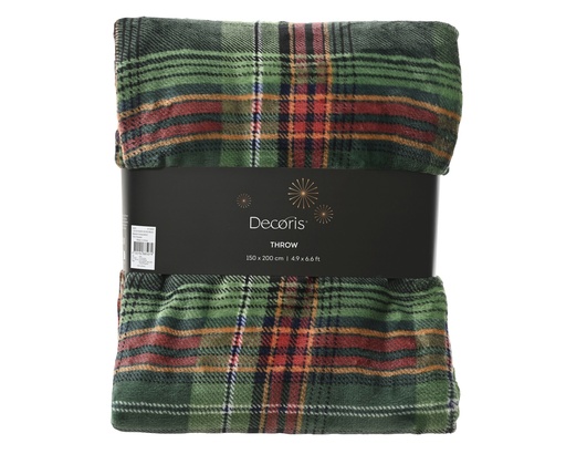 [4-613400] COUVERTURE FLANELLE - CARREAUX DE NOEL - L150.00-W200.00-H0.80cm
