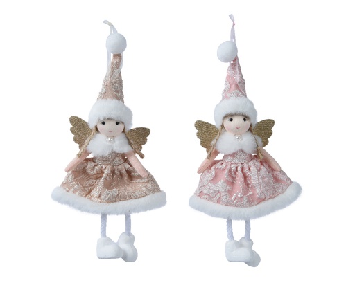 [4-635047] ANGEL TELA CON ALAS DORADAS - L11.00-W3.50-H24CM - 2 SURTIDOS - PRECIO UNIDAD