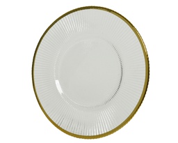 [4-646320] ***PLATE GLASS CLEAR/GOLD dia26.50-H1.50cm