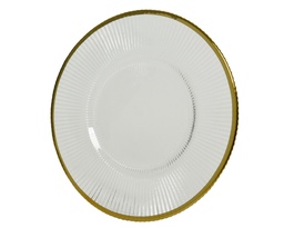 [4-646321] ***PLATE GLASS CLEAR/GOLD dia20.50-H1.50cm