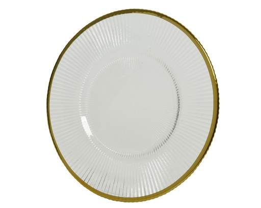 PLATO CRISTAL CON RELIEVE Y BORDE DORADO - dia20.50CM